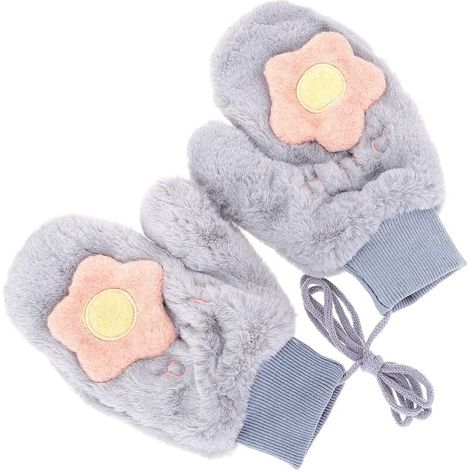 1 paire de gants épais pour l'hiver, gants de dessin animé, mitaines à doigts complets pour femmes (1/5)