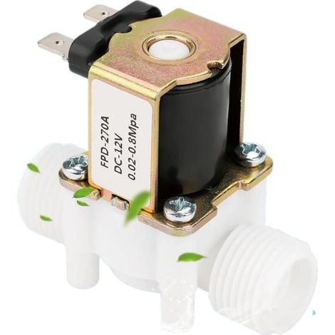 Elettrovalvola di ingresso acqua elettrica in plastica da 12 V G1/2 e 34, normalmente chiusa (N/C) per la distribuzione dell'acqua (1/5)