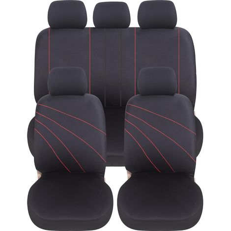 Lupex Shop - Coprisedili auto, anteriori e posteriori, universali adattabili, tessuto poliestere, No Suv (mod. G) colore - Rosso (1/4)