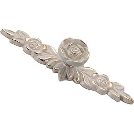 Euro Rose Schrankknöpfe Vintage Exquisite 3D Zinklegierung Blumen Schubladengriffe für Küche Schlafzimmer und Badezimmer Elfenbein Blatt mit Goldrand M.