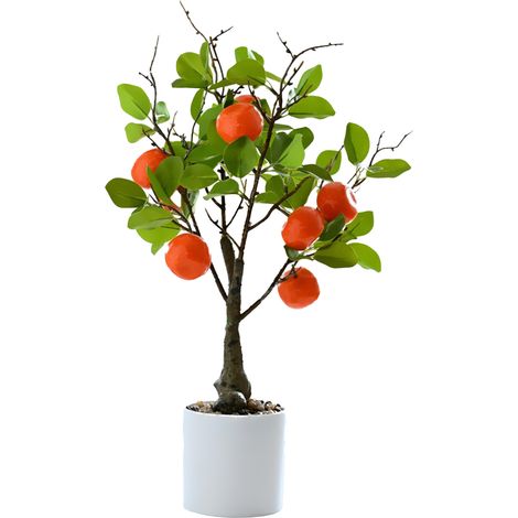 Bonsái de kumquat artificial en maceta de plástico, 1 pieza, limonero artificial, decoración creativa (1/5)