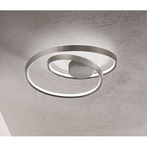 Plafonnier Led 55W Circulaire En Métal Gris Brossé - Diamètre 60Cm, Dimmable Cct, Design Moderne Pour Éclairage Intérieur - Marque Perenz (1/3)