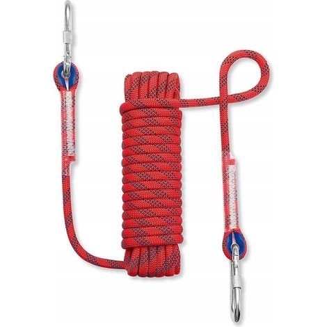 Corde de sécurité, corde en nylon, corde d'escalade extérieure, corde d'escalade, corde d'escalade, corde de sauvetage, corde de descente, corde d'escalade, 10 mètres rouge 12mm (1/4)
