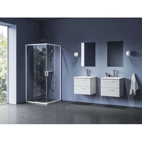Ravak Blix II - Duschkabine NBLRV2, 90x90 cm, mattweiß/klares Glas 1LM70E00Z1 (1/3)