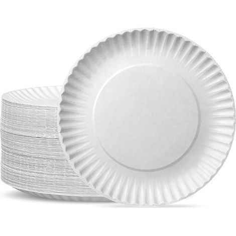 Lot de cinq cents plateaux en papier blanc non enduit jetables vingt trois centimètres pour service alimentaire (1/5)