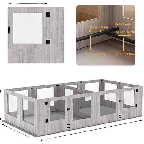 Parque para perros, cristal templado, paneles desmontables, 239,2 x 120 x 60 cm. (1/2)