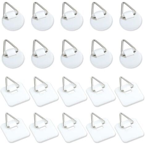 Lot de 20 supports adhésifs invisibles de 2,5 cm, supports verticaux adhésifs pour plaques murales, plaques murales pour assiettes, tableaux, art décoratif (blanc)