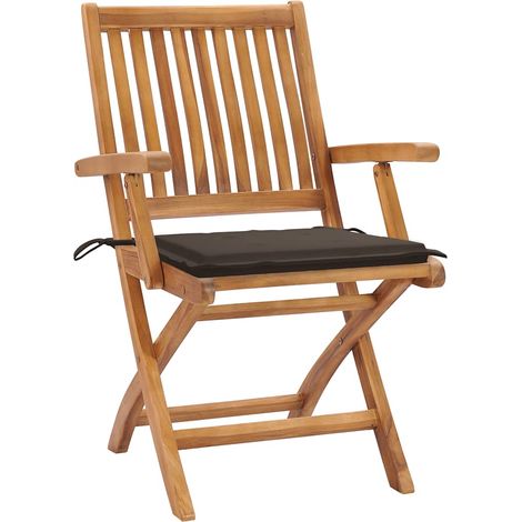 Lot de 2 Chaises d'extérieur - Chaises de jardin et coussins taupe Bois teck massif fr2071 - Maison La Vie (1/5)