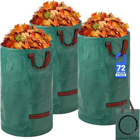 Velway 272L x 3er-Pack wiederverwendbare Gartenabfallsäcke - Strapazierfähiges Industriegewebe mit verstärkten Griffen (1/5)