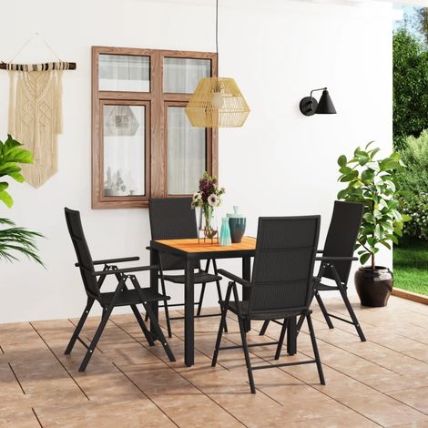 Ensemble Table et Chaise de Jardin Salon de jardin 5 pcs Noir et marron 55991 (1/5)