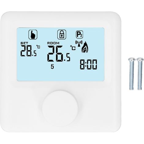 Contrôleur de température numérique, affichage LCD, Thermostat Programmable pour chaudière blanche 30-230VDC (1/5)