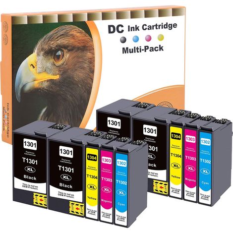 10x Cartouches d'encre compatibles pour Epson 13XL T1301 T1302 T1303 T1304 pour Epson Stylus BX-525WD BX-535WD BX-625FWD BX-630FW BX-635FWD BX-935FWD SX-525WD SX-535WD SX-620 FW Workforce 525 630 (1/5)