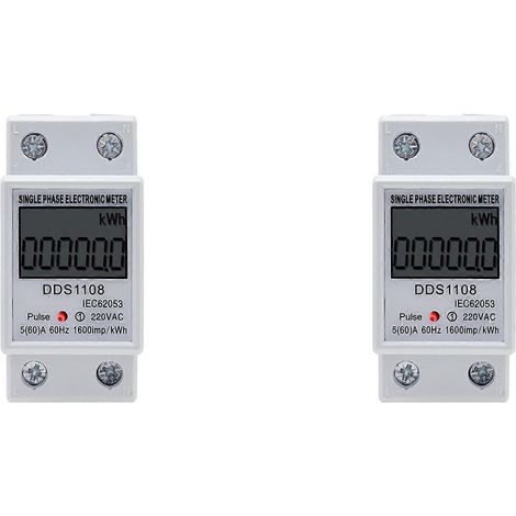 2 compteurs d'énergie électrique numériques DDS1108, wattmètre, écran LCD, compteur kWh, monophasé, 220 V CA, 60 Hz (1/5)