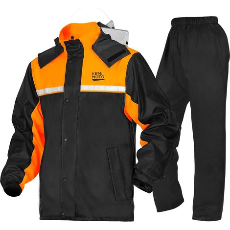 Combinaison de Pluie Moto Homme, Combinaison de Moto Imperméable et Réfléchissante Pantalon de Pluie Extérieur Blouson Léger Veste de Randonnée pour Moto, Scooter, Touring (1/5)