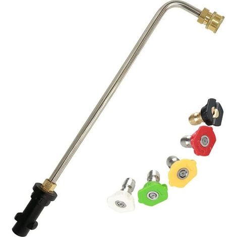 Outils de nettoyage de gouttière pour Karcher K2 K3 K4 K5 K6 K7, lance d'extension de gouttière avec 5 buses de pulvérisation pour nettoyeur haute pression, balai à eau, nettoyeur de chassis (90 (1/5)