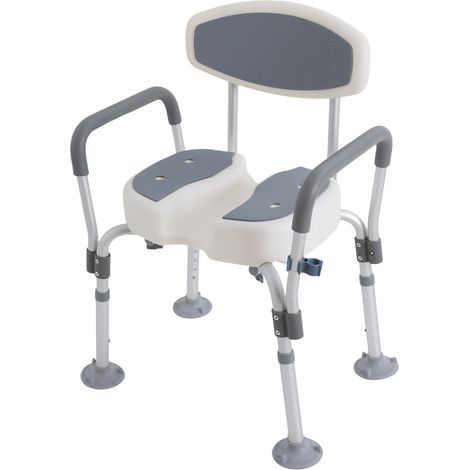 Chaise de douche, tabouret de douche, tabouret de salle de bains, réglable en hauteur sur 5 positions, capacité de charge de 135 kg, avec patins antidérapants / support pour pomme de douche (1/5)