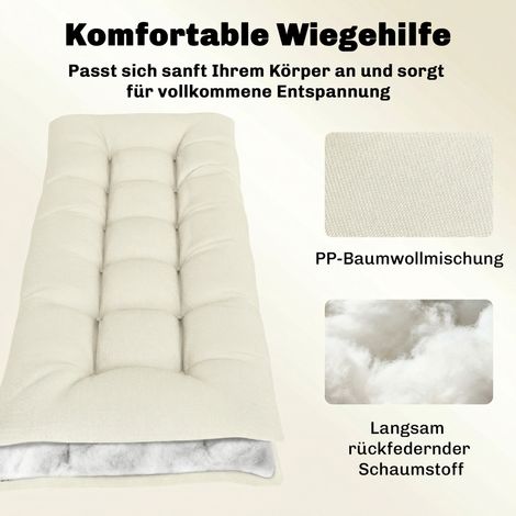 Coussin de palette amovible avec sangles de fixation, coussin de relaxation pour la plupart des transats, 198x65x13 cm, beige (1/4)