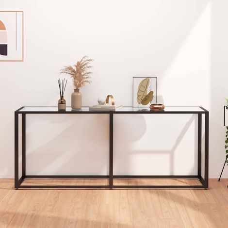 vidaXL Mesa consola vidrio templado transparente 180x35x75,5 cm (1/5)