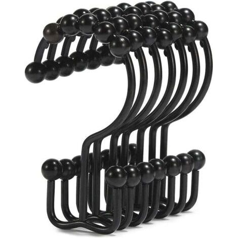 12pcs Patère de salle de bain Crochets de rideau de douche , anneaux de rideau de douche, crochets de rideau de douche en acier inoxydable antirouille (1/5)
