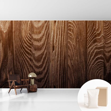Papier peint intissé décoratif pour salon chambre et cuisine Facile à poser avec colle Cernes de bois 416x254 cm (1/5)