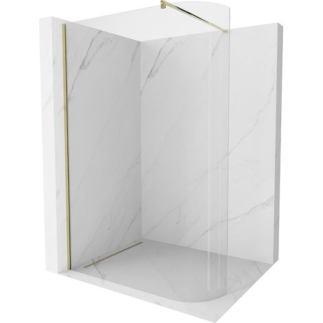 Mexen Kioto abgerundete Duschwand 160 x 200 cm, transparent 8 mm, gold - 800-160-101-50-06