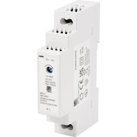 TRU COMPONENTS TC-10580804 Alimentatore per guida DIN 24 V/DC 0.625 A 15 W Num. uscite:1 x Contenuto 1 pz. (1/5)