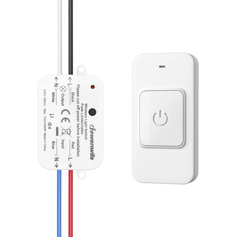 DEWENWILS Funk-Lichtschalter Set 230 V magnetischer Funkschalter mit Empfänger drahtlos Reichweite bis 30 m erweiterbar Schalter für Lampen und Ventilatoren bis 2300 W 1 Sender