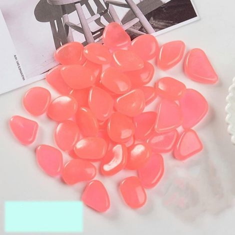 Lot de 50 cailloux phosphorescents, taille 2-3cm, résine photoluminescente, décoration jardin allée aquarium