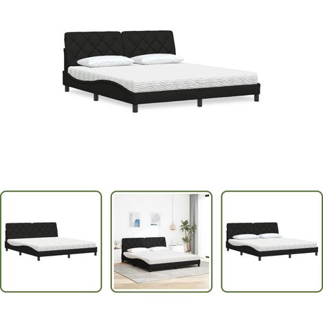 Schlafzimmerbett - Bett mit Matratze Schwarz 180x200 cm Stoff (1/5)