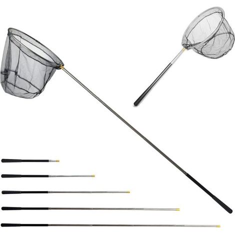 BelleRise - Épuisette de pêche télescopique pliable, manche long extensible en aluminium de 1,5 m, poignée triangulaire en acier inoxydable (1/5)