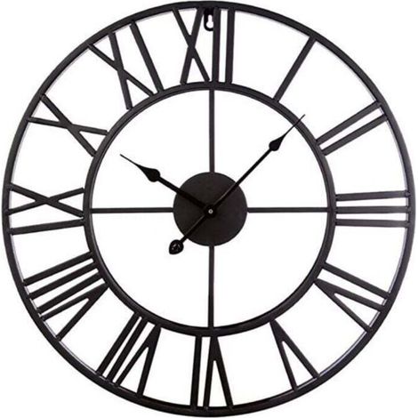Vintage Wall Clock 40 cm Black Metal Pendulum Classic Decoration (1/3)