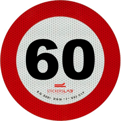 Contrassegno disco limite velocità adesivo retroiriflettente 3M omologati in classe 2 Modello - 60 km/h