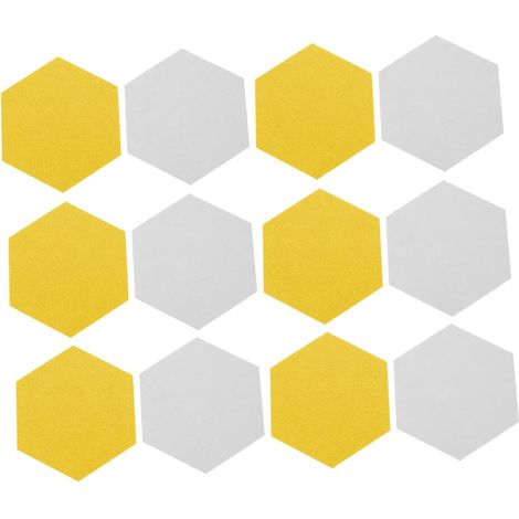 Tableaux d'Affichage en Feutre Hexagonaux Ensemble de 12 Carreaux Muraux Revêtement Décoratif Insonorisant Usage Maison, Bureau, Salle de Classe Jaune (1/5)