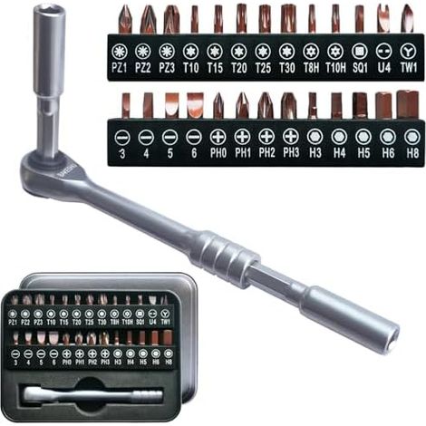 Ensemble de tournevis à cliquet 29 en 1, clé L, multi-tournevis, outil EDC pour cadeaux, maison, meubles, vélo, voiture, voyage et bricolage - (1/5)