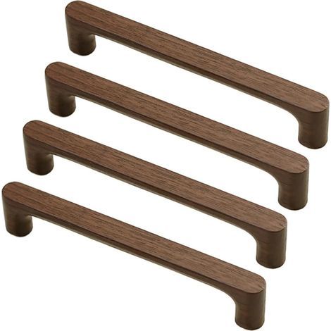Set di 4 maniglie per mobili in legno di noce, interasse 160 mm, per mobili da cucina, cassetti e comò. (1/5)
