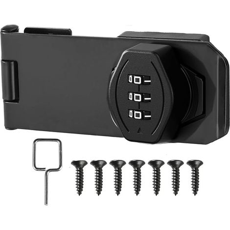 4 pouces Loquet Porte avec Serrure a Code, Verrou Porte Placard Serrure Armoire Serrure à Combinaison Verrou à Mot de Passe pour Portes, Fenêtres, Garages, Jardins, Salles de Bains noir (1/5)