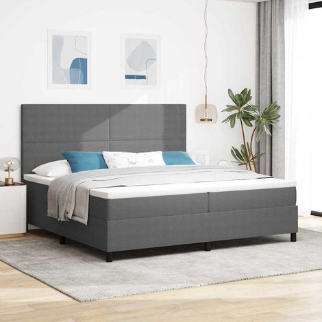 vidaXL LED Boxspringbett Hellgrau und Weiß 200 x 200 cm Cordstoff (1/5)