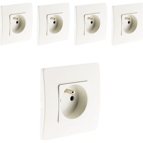 Lot de 5 prises 2P+T 16A - blanc - Zenitech