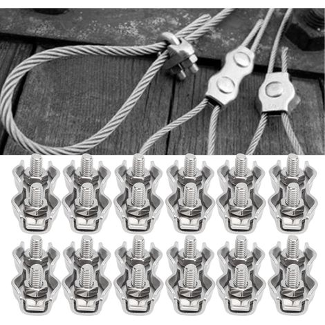 18 pièces M2 Doubles Serre-Câbles en Acier Inoxydable, Attaches pour Câbles en Corde Métallique Duplex