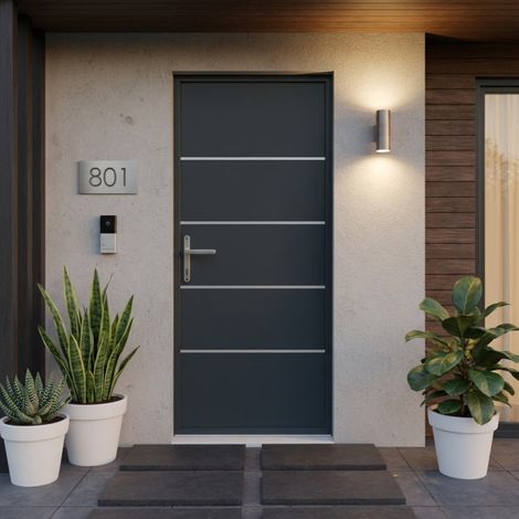 Porte d'entrée aluminium 96x218 cm anthracite X-Metal (1/5)