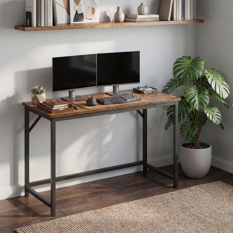 Bureau, Table, Poste de Travail, pour Bureau, Chambre, 120 x 50 x 76 cm, Style moderne basique, Cadre en Métal, Marron Rustique (1/5)