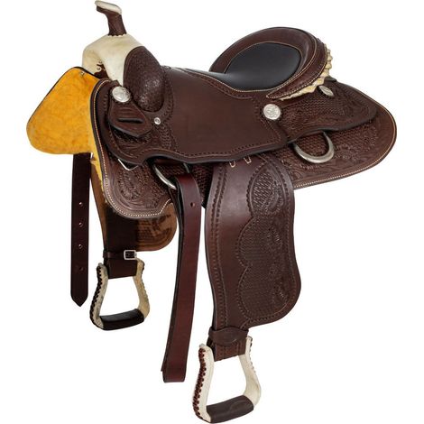 16", Marrone: Sella western Team Roper in cuoio con seggio profondo e arcione in Ralide
