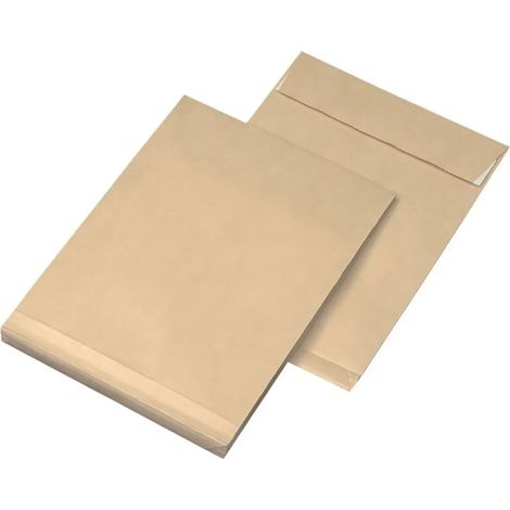 Enveloppes pliantes MAILmedia C4 sans fenêtre, brunes avec pli de 2,0 cm, 100 pièces. (1/3)