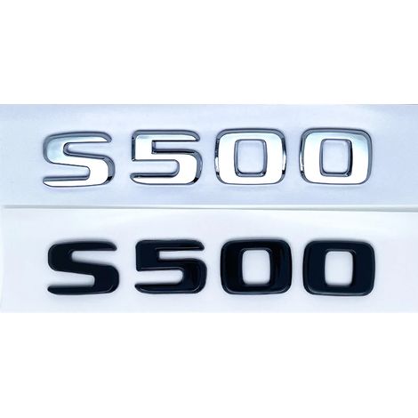 (S500, Argent) - Emblème ABS série S compatible avec Mercedes-Benz Classe S W222 W223 (logo/autocollant latéral/arrière) (1/5)