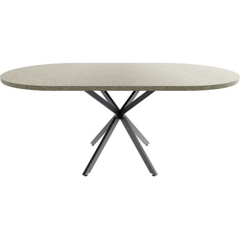 Marui Big - Tavolo da pranzo ovale 180x100 cm in Legno Testurizzato con Piede Centrale in metallo Kiso