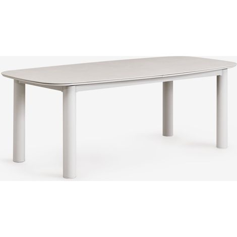 Table de jardin rectangulaire 220-280x100 cm extensible en céramique et aluminium Zinti SKLUM Beige Crème