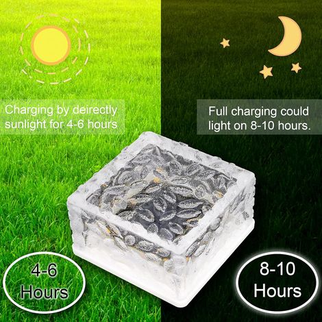 Lot de 2 lampes solaires LED de 4 pouces, lampes solaires d'extérieur en verre, blanc chaud-AquaForge (1/5)