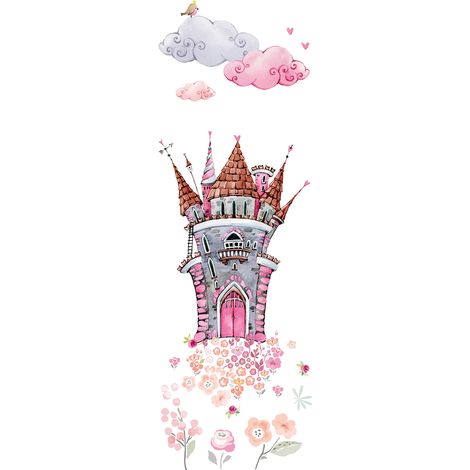 Papier peint panoramique élégant motif château | Tapisserie panoramique enfant idéal pour chambre | Papier peint panoramique blanc design - 267 x 100 cm (1 pièce) (1/3)