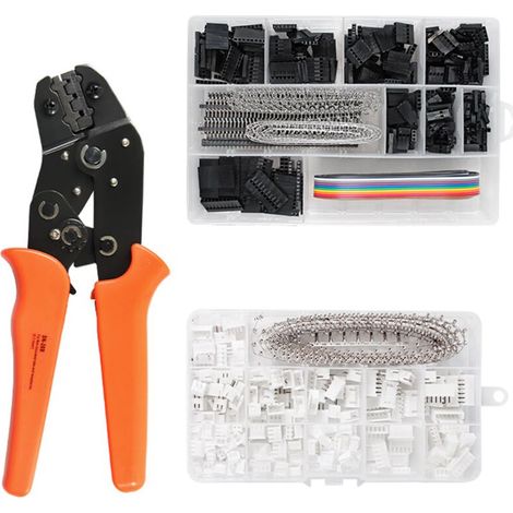 royaluxe - 1Pcs Outil de Sertissage Sertisseuse à Cliquet avec 1550PCS Dupont Mâle/Femelle Connecteurs à broches 0,1-1,0mm² et 460PCS JST-XH Connecteur (1/5)
