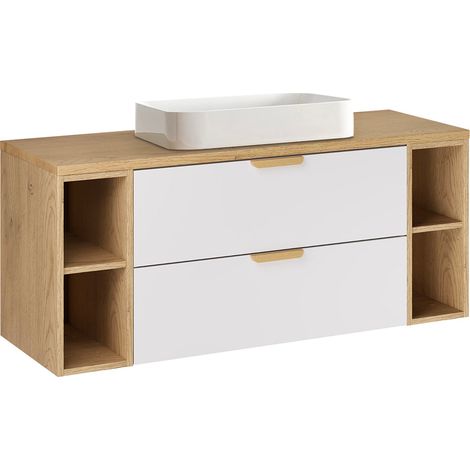 Meuble simple vasque 120cm 4 niches Oria Blanc mat (1/5)